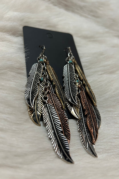 Feather Cluster Earrings