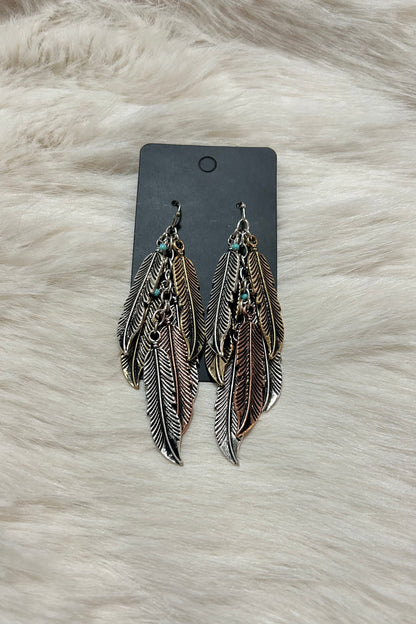 Feather Cluster Earrings