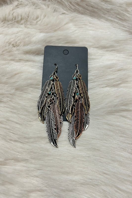 Feather Cluster Earrings
